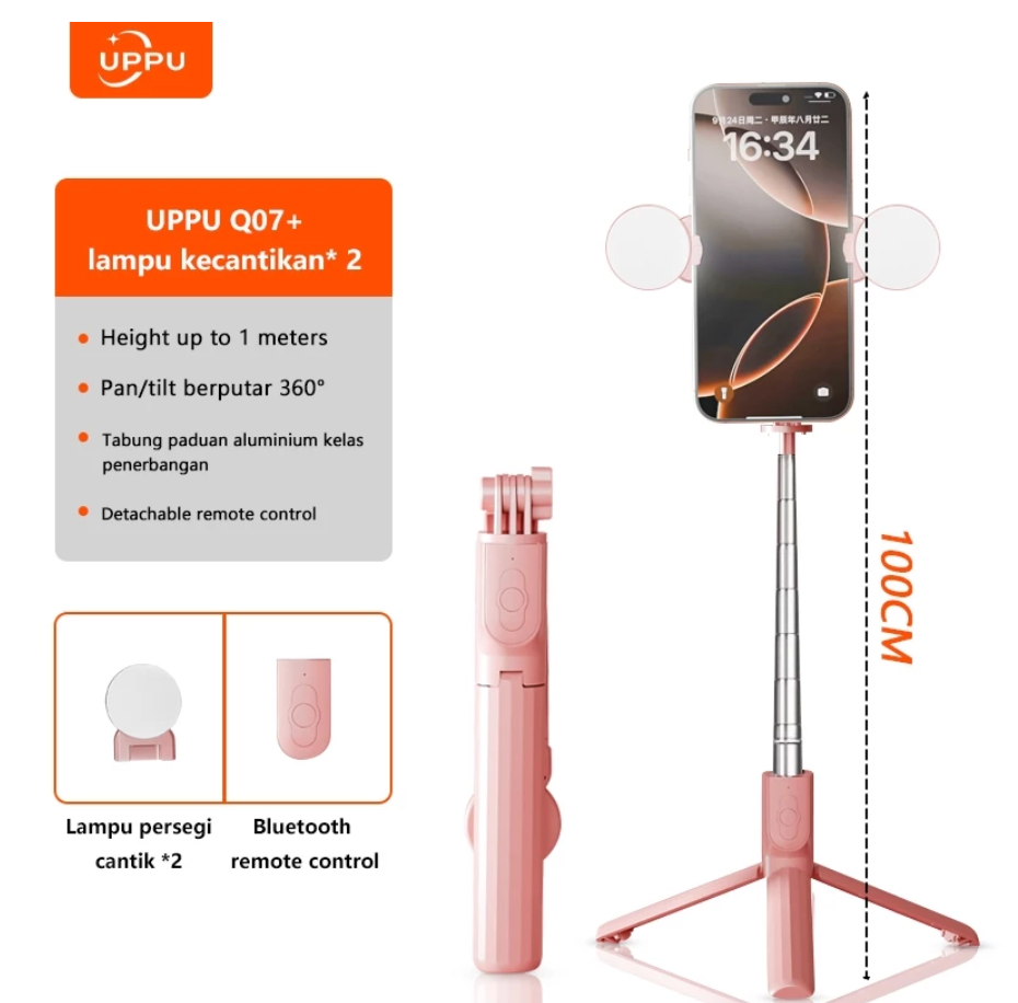 Tripod Bluetooth Remote with LED Fill Light, Adjustable Phone Stand for Vlog/Youtube/TikTok
