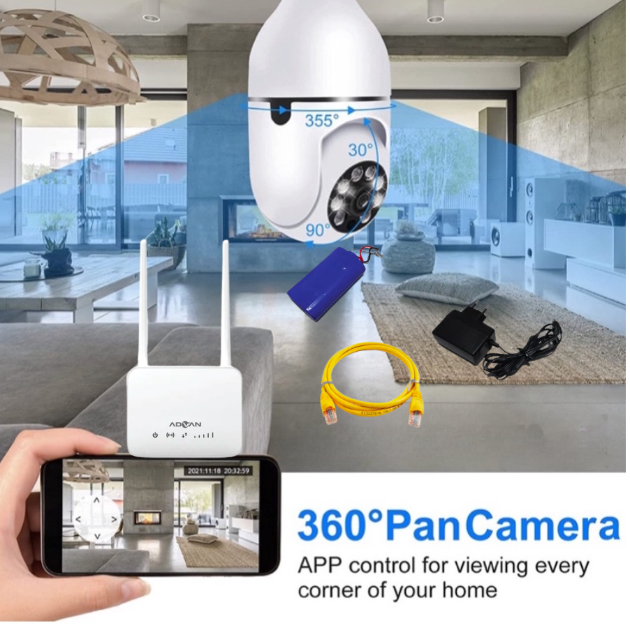 CCTV Lampu V380 Pro 8MP Plus Modem Advan Wifi