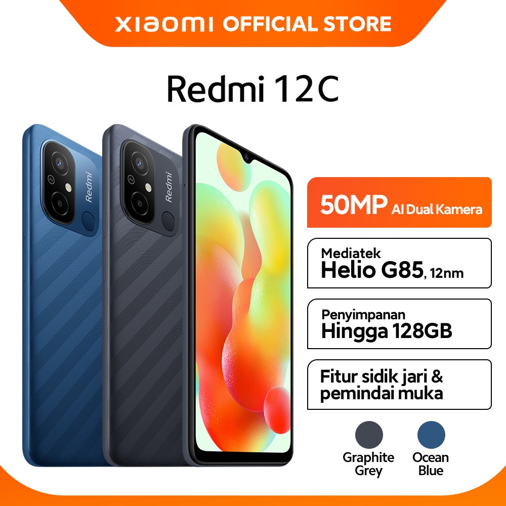 Xiaomi Redmi 12C (3GB/32GB) | (4GB/64GB) | MediaTek Helio G85 50MP AI Dual Kamera Layar HD+ 6,71" 5000mAh
