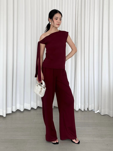 EMMA KNIT SET / Set Wanita Lengan Pita Korean Knit Celana Panjang