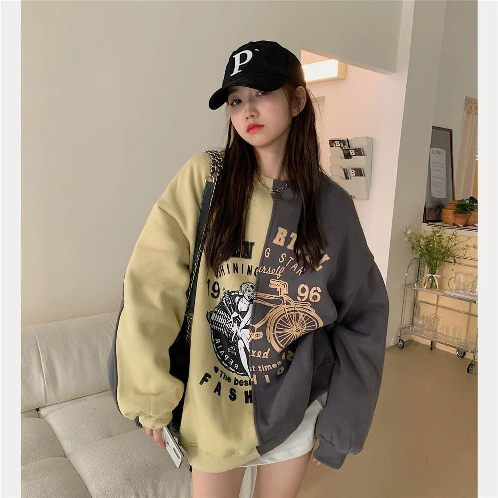 Sweater Crewneck Kombinasi Teen Shining