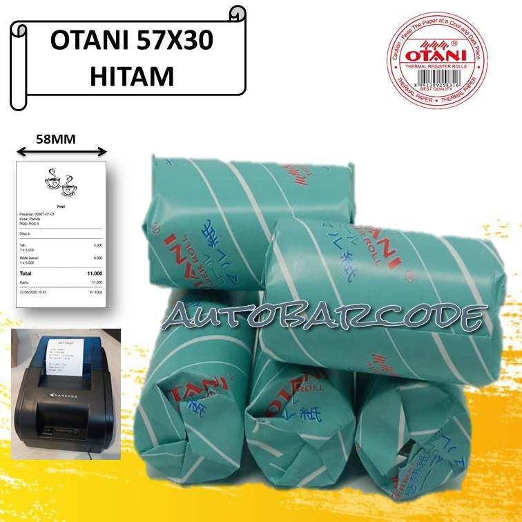 KERTAS THERMAL OTANI 58x30/58x31/57x30/57x31 MM 58MM HITAM