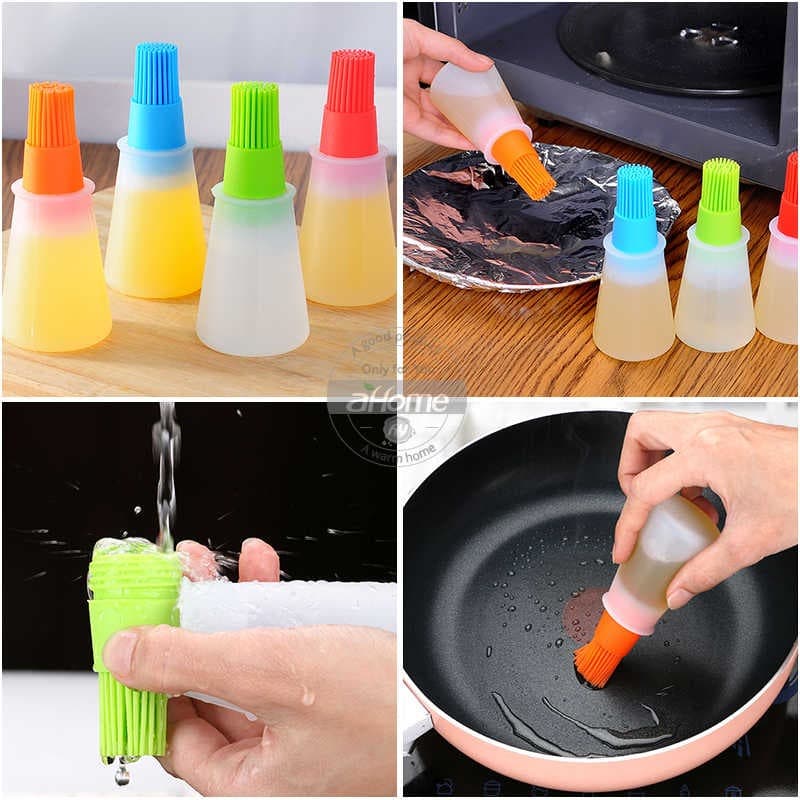 Kuas Botol Silikon Tabung Food Brush Bottle BBQ Oil adonan kue cake ok - Biru