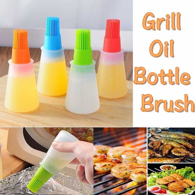 Kuas Botol Silikon Tabung Food Brush Bottle BBQ Oil adonan kue cake ok - Biru