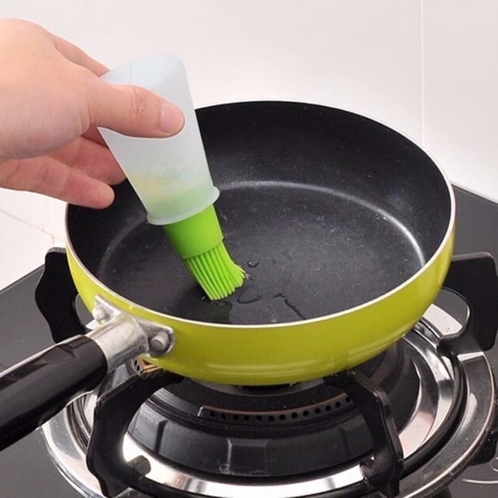 Kuas Botol Silikon Tabung Food Brush Bottle BBQ Oil adonan kue cake ok - Biru