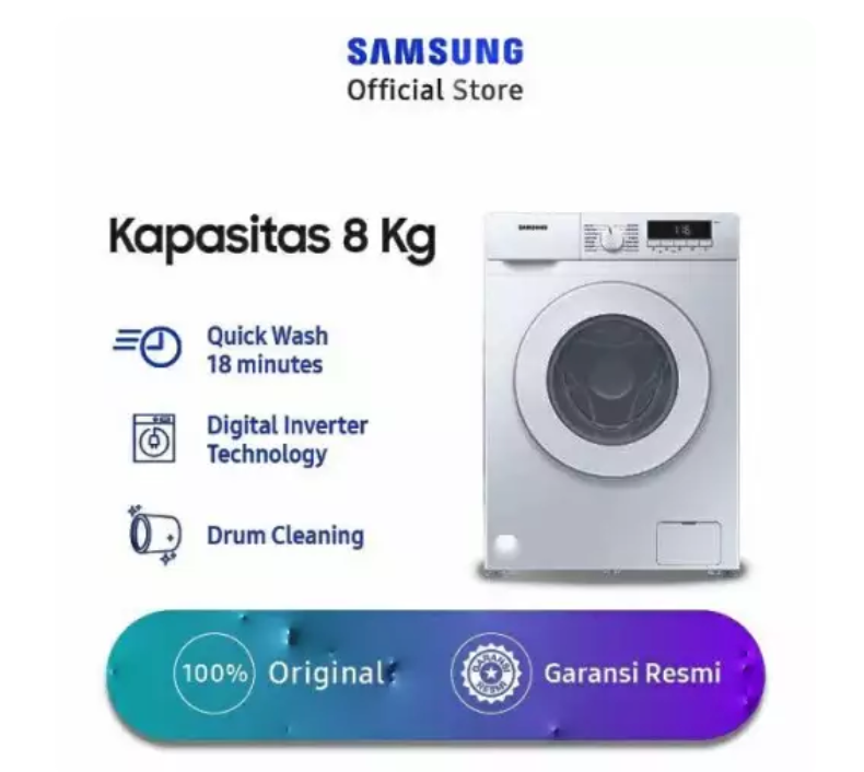 MESIN CUCI SAMSUNG FRONT LOADING 8KG WW80T INVERTER ( Pre Order )