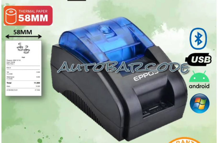 PRINTER BLUETOOTH THERMAL 58MM EPPOS RPP02N SHARKPOS BLUETOOTH