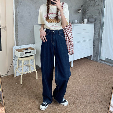 Celana Jeans Longgar Kaki Lebar & Lurus Korean Style