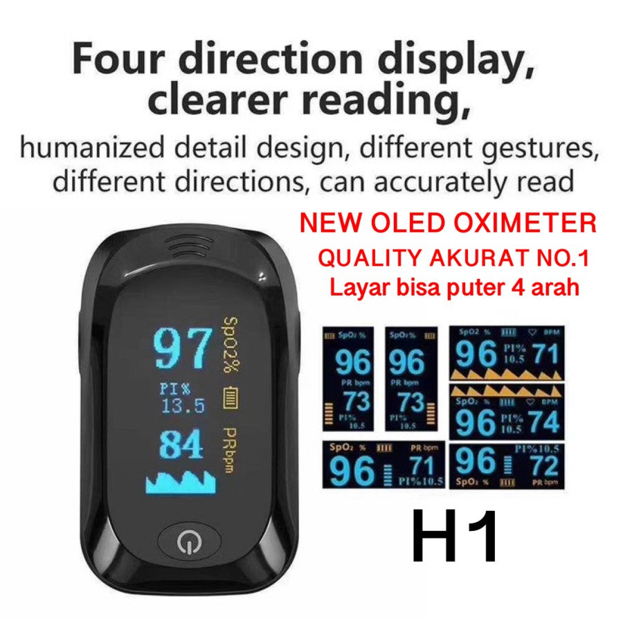 Fingertip Pulse Oximeter Oximetry Sp02 Saturation Monitor LED AB-88 - H1 OLED BLACK