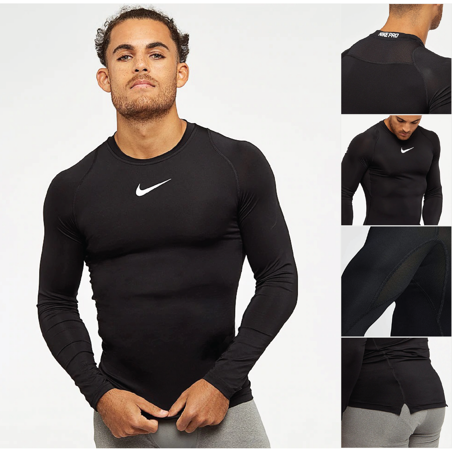BASELAYER MANSET NIKE PRO PANJANG GRADE ORI LEHER HITAM XL
