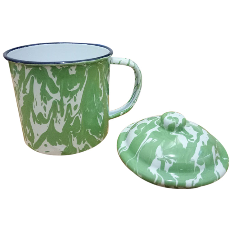 Mug Jadul unik Vintage Army + tutup - Hijau - diameter 10cm