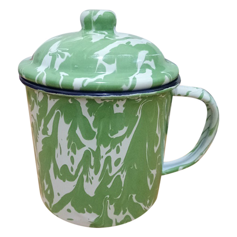 Mug Jadul unik Vintage Army + tutup - Hijau - diameter 10cm