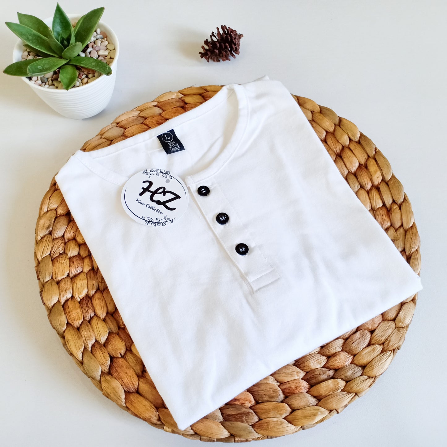 Kaos Polos Kancing Henley Cotton Premium Lengan Pendek