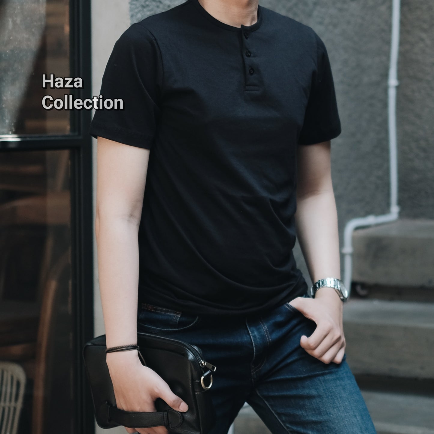 Kaos Polos Kancing Henley Cotton Premium Lengan Pendek