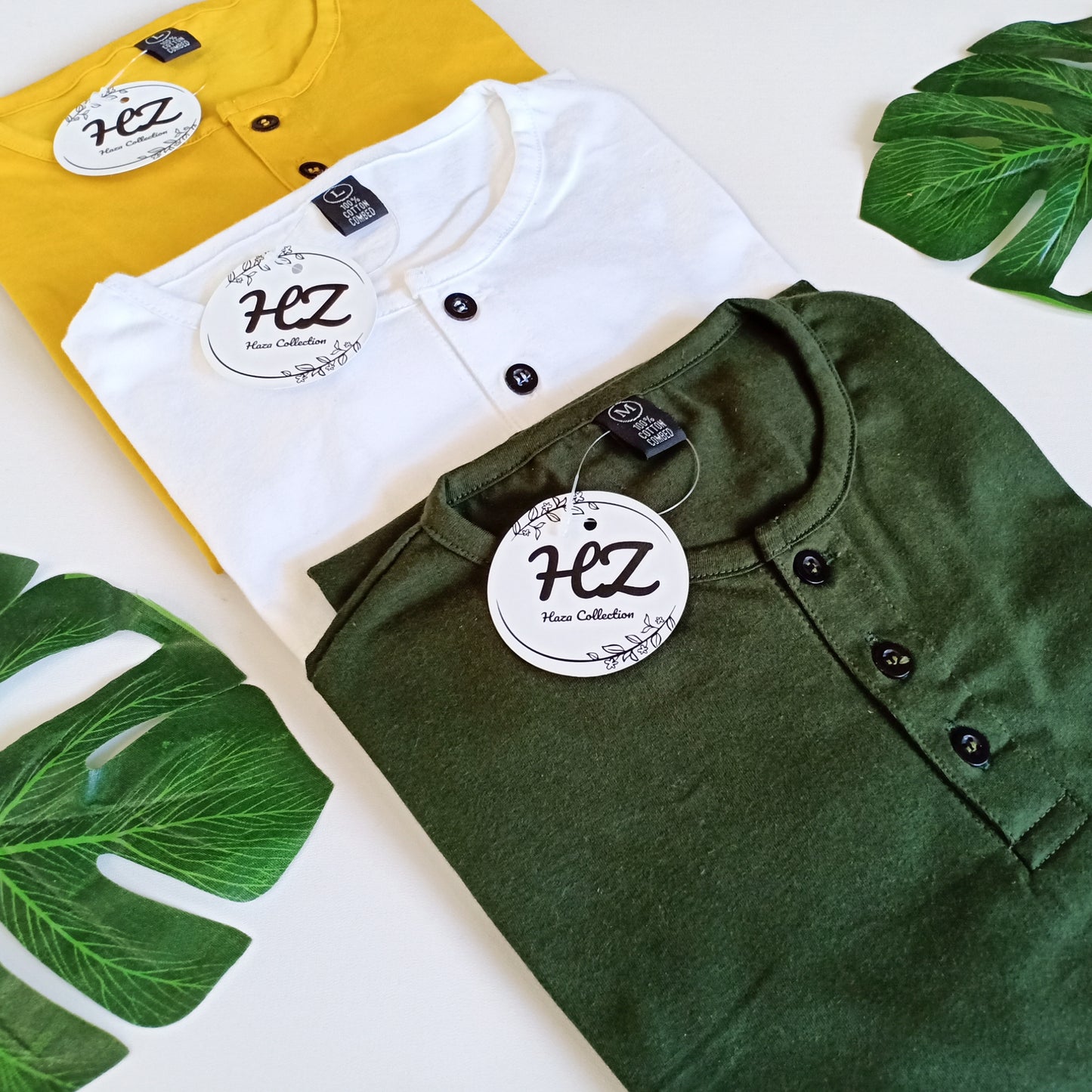 Kaos Polos Kancing Henley Cotton Premium Lengan Pendek