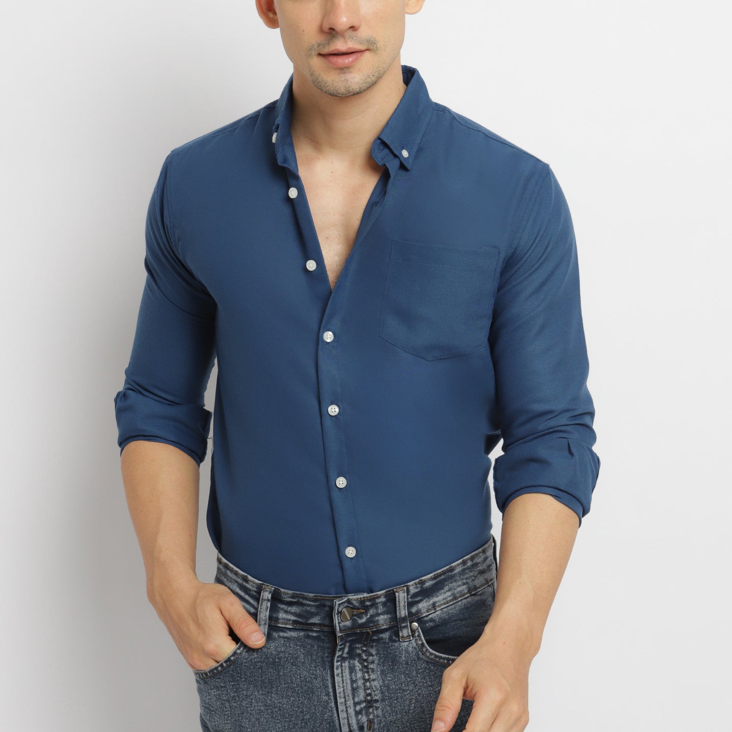 VENGOZ Kemeja Pria Slim Fit Premium - Navy Shirt