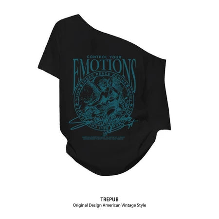 TREPUB. Sabrina T-shirt Oversize off-the-shoulder EMO Baju Kaos Korean Style | Pria Wanita /393