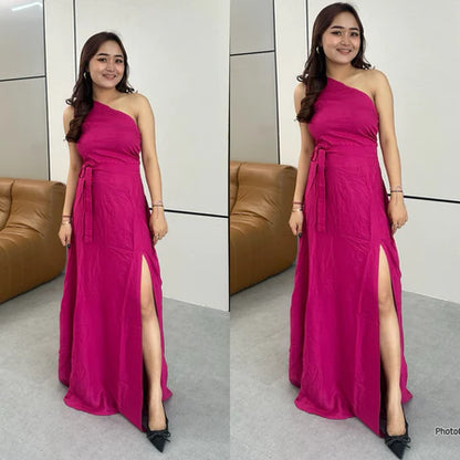 Shoulder Out Sabrina Long Dress | Dress Summer | Dress Liburan | Dress Pesta