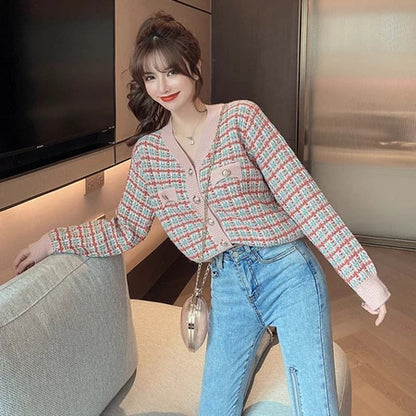 EMITA BLOOM baju atasan cardigan cute crop top lengan panjang wanita korean style premium terbaru 2026