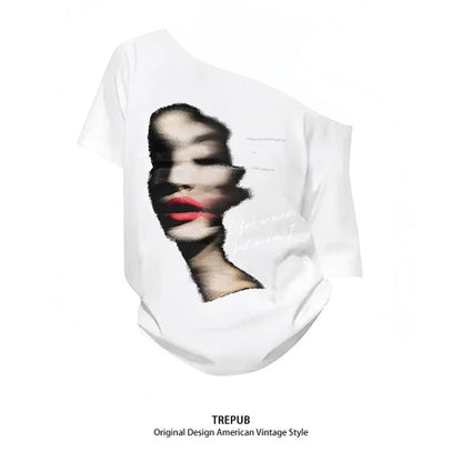 TREPUB. Sabrina T-shirt Oversize Woman with half her face Baju Kaos Korean Style | Pria Wanita /364