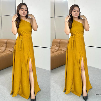 Shoulder Out Sabrina Long Dress | Dress Summer | Dress Liburan | Dress Pesta