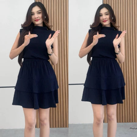 SET | Setelan Atasan dan Mini Skirt | Setelan Kekinian| Rok Susun | Setelan Liburan Bisa dibeli atasan saja