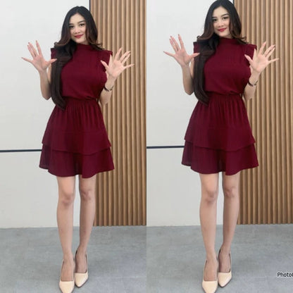 SET | Setelan Atasan dan Mini Skirt | Setelan Kekinian| Rok Susun | Setelan Liburan Bisa dibeli atasan saja