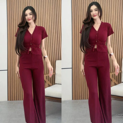 Manda SET | Setelan Atasan dan Celana Panjang| Setelan Kekinian| Kulot Highwaist | Setelan Liburan Bisa dibeli atasan saja