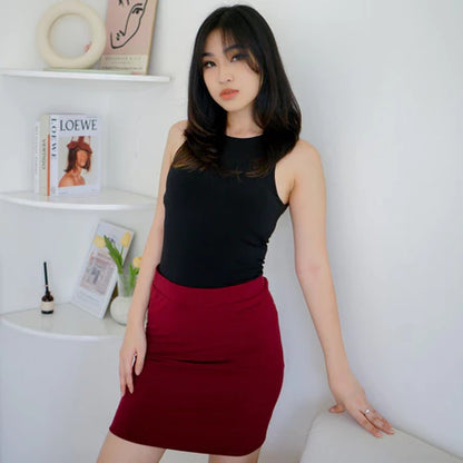 NZINGA Emine | Rok Mini Wanita Polos - Bodycon Skirt Slim Fit Casual Chic | Ukuran S - XXL