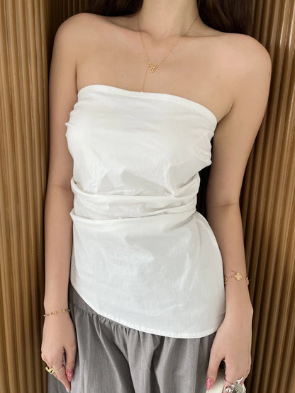 Classic Lora Tube Top Stripe Atasan Blouse Wanita Kemben Tank Tops Polos