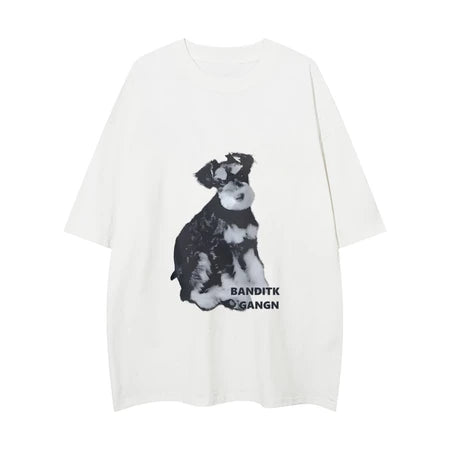 TREPUB. Sabrina T-shirt Oversize off-the-shoulder BLACK DOG Baju Kaos Korean Style | Pria Wanita /401