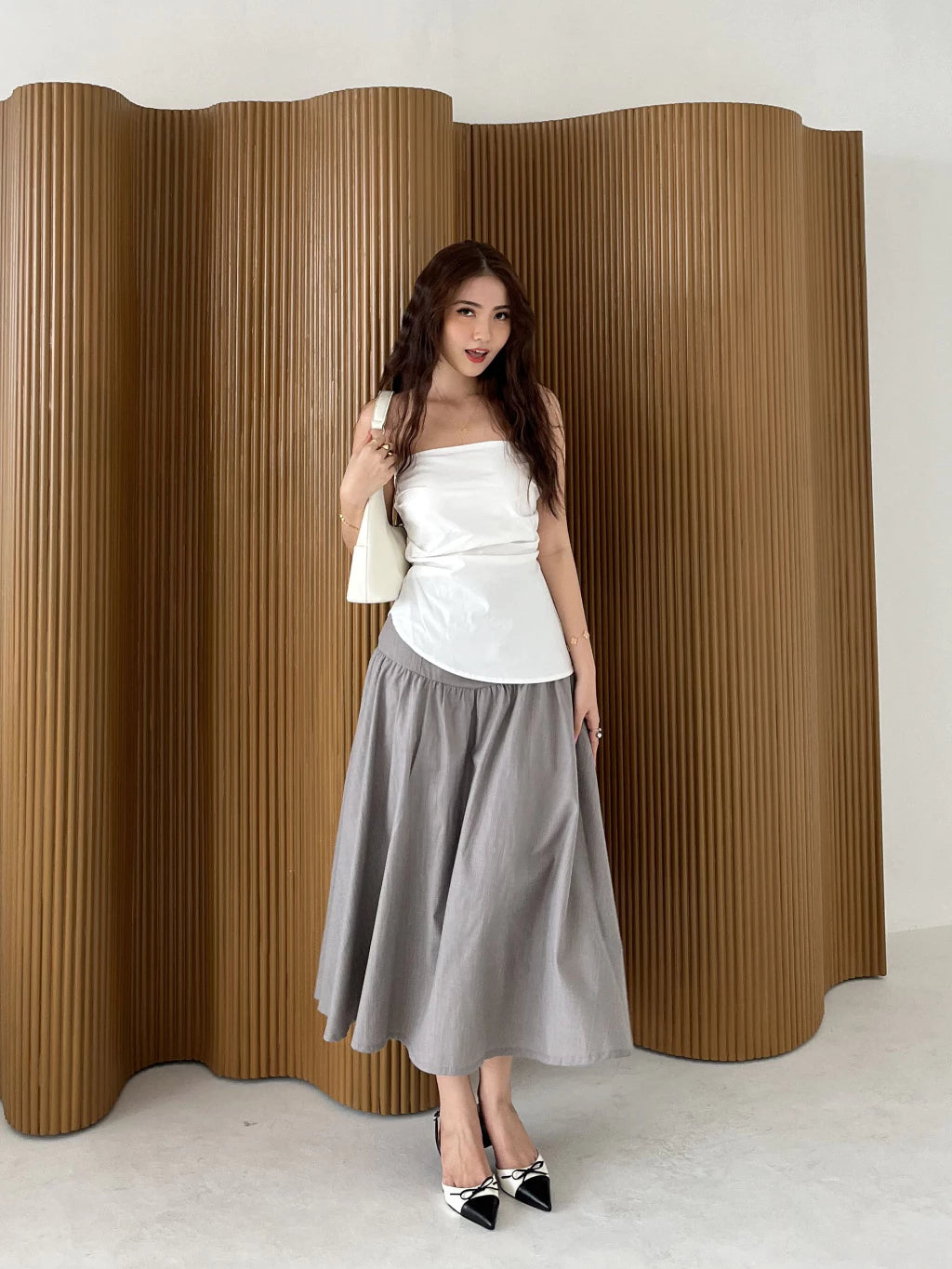 Classic Lora Tube Top Stripe Atasan Blouse Wanita Kemben Tank Tops Polos