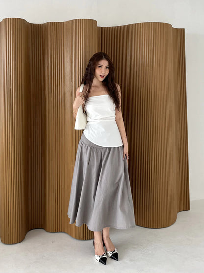 Classic Lora Tube Top Stripe Atasan Blouse Wanita Kemben Tank Tops Polos
