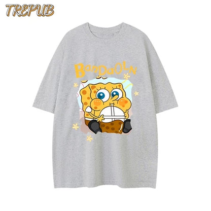 TREPUB. T-shirt Oversize SpongeBob and Patrick Baju Kaos Korean Style | Pria Wanita /235/236