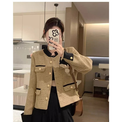 EMITA BLOOM tweed blazer wanita aesthetic baju outer cardigan hijau pesta crop top lengan panjang kondangan wanita kekinian korea