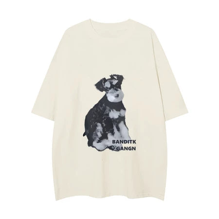 TREPUB. Sabrina T-shirt Oversize off-the-shoulder BLACK DOG Baju Kaos Korean Style | Pria Wanita /401