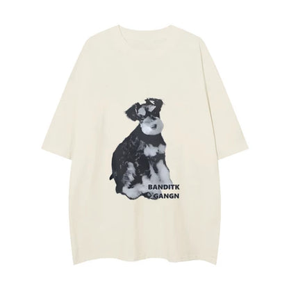 TREPUB. Sabrina T-shirt Oversize off-the-shoulder BLACK DOG Baju Kaos Korean Style | Pria Wanita /401