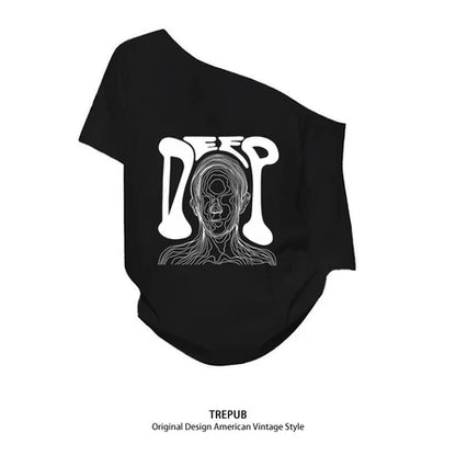TREPUB. baju atasan wanita terbaru Amerika Y2K Pola trendi putih cetak kaos lengan pendek wanita retro streer vintage ahs style stockholm