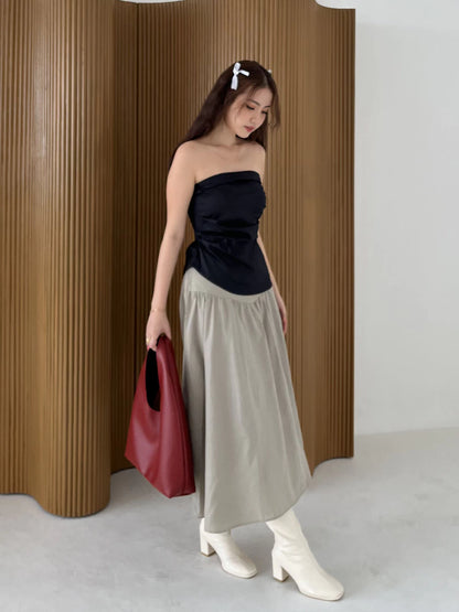 Classic Lora Tube Top Stripe Atasan Blouse Wanita Kemben Tank Tops Polos