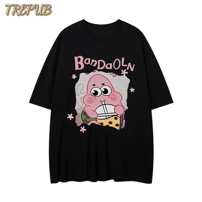 TREPUB. T-shirt Oversize SpongeBob and Patrick Baju Kaos Korean Style | Pria Wanita /235/236