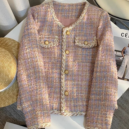 EMITA BLOOM spring outer biru kondangan wanita kekinian lengan panjang korean style lebaran 2026 tweed blazer batik wanita premium