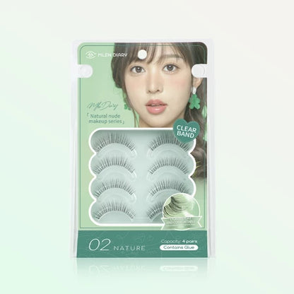 MLEN DIARY Bulu Mata Capacity 4 Pairs Contains Glue DIY bulu mata eyelash extension 1 paket Bulu Mata Palsu + lem Makeup Korea