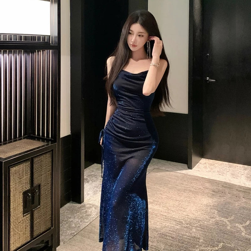 EMITA BLOOM long dress hitam panjang wanita party dress sexy elegant korean style dress pesta import dress press body panjang outfit