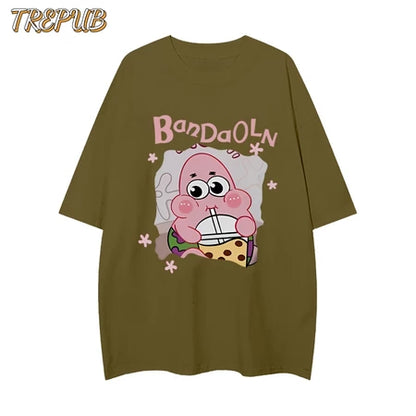 TREPUB. T-shirt Oversize SpongeBob and Patrick Baju Kaos Korean Style | Pria Wanita /235/236