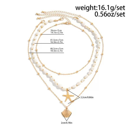 7 pcs set Gold Multilayer Necklace Set / kalung multi layer pendant retro multi layer necklace