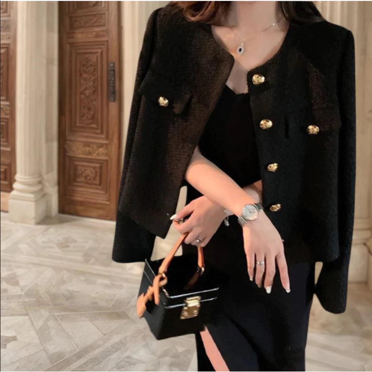 EMITA bloom tweed blazer wanita kekinian korean style jumbo terbaru 2026 baju atasan spring outer crop top lengan panjang wanita