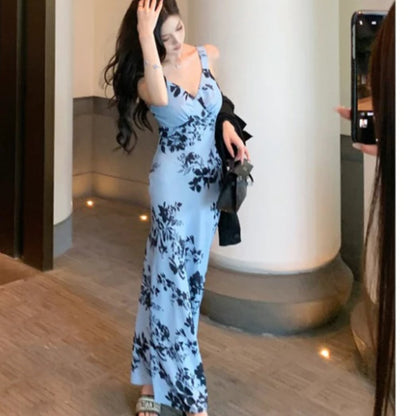 EMITA BLOOM dress hitam wanita party dress wanita kekinian long dress press body sexy lengan korean style y2k dress pantai jumbo (XS-