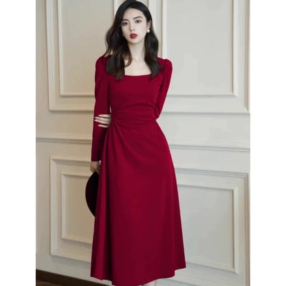 YIMITA midi dress korean style formal simple elegan wanita kekinian pantai press body terbaru 2026 casual plus size lebaran