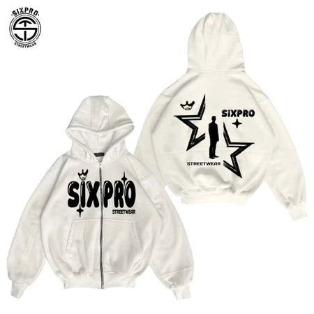SIXPRO - Hoodie Boxy Zipper Elegance Biru Oversize Unisex Pria Wanita Termurah