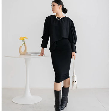 NZINGA Lilian | Rok Span Wanita Polos Slim Fit - Midi Skirt Stretc | Ukuran S - XXL